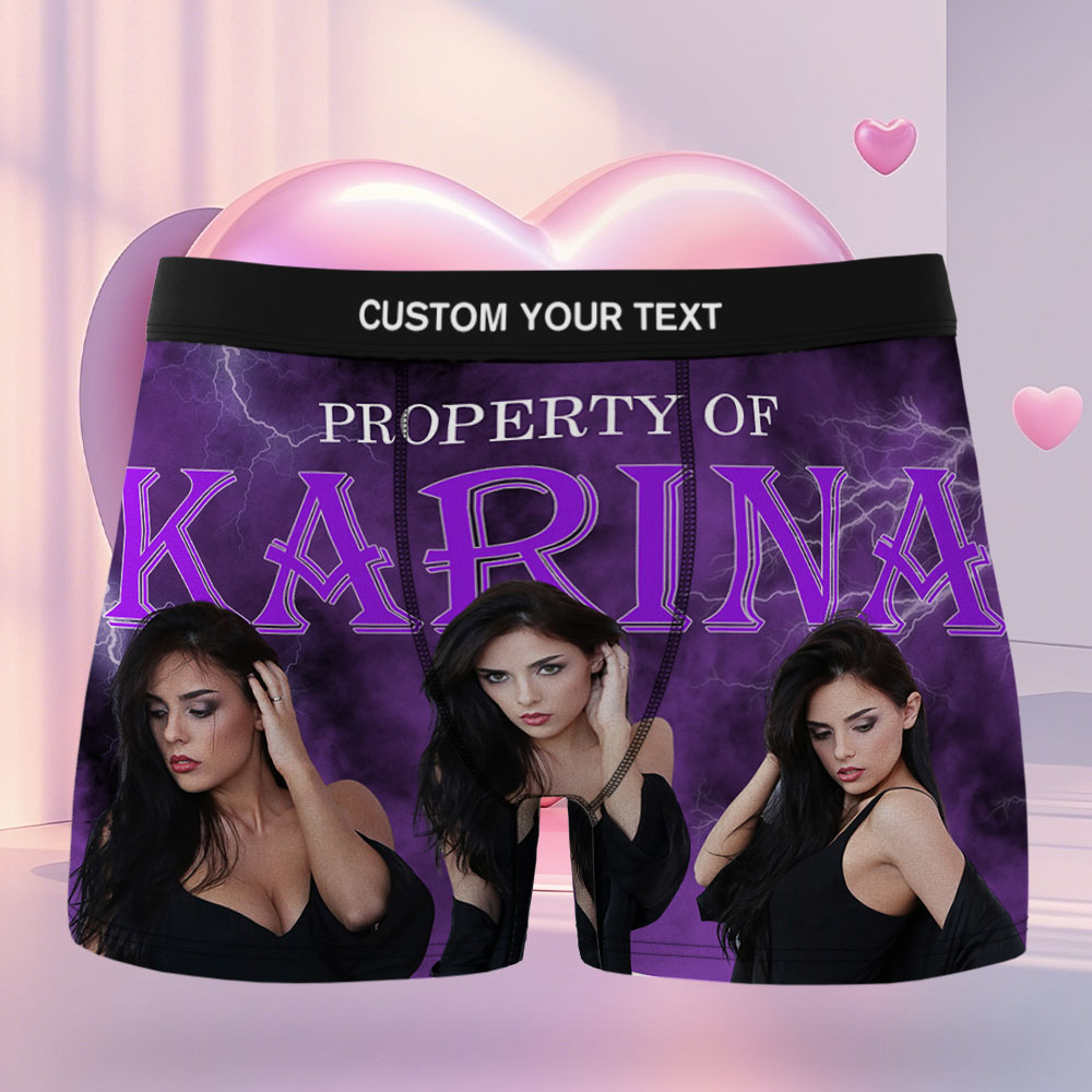 Custom Mens Vintage Photo Boxer Personalized Belt Color Face Boxers Valentines Day Underwear