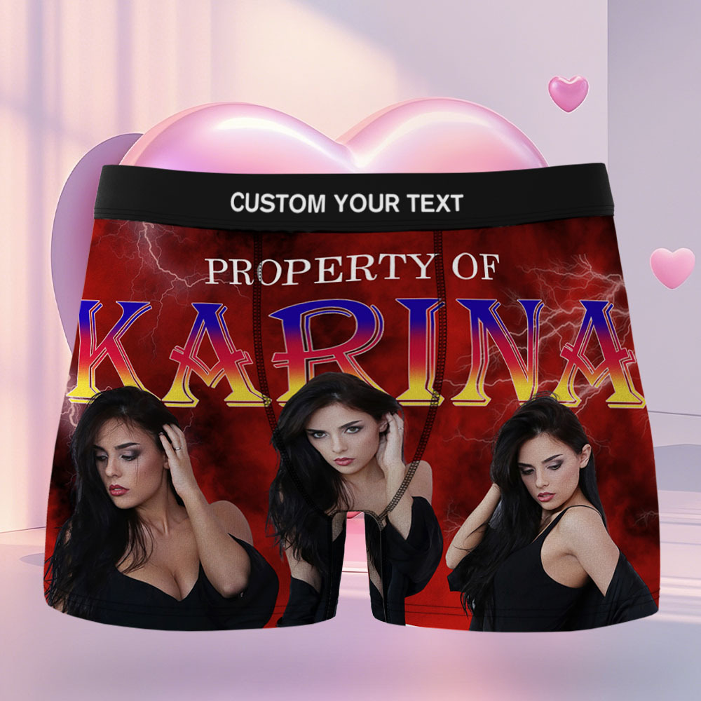 Custom Mens Vintage Photo Boxer Personalized Belt Color Face Boxers Valentines Day Underwear - MyFaceSocksAU