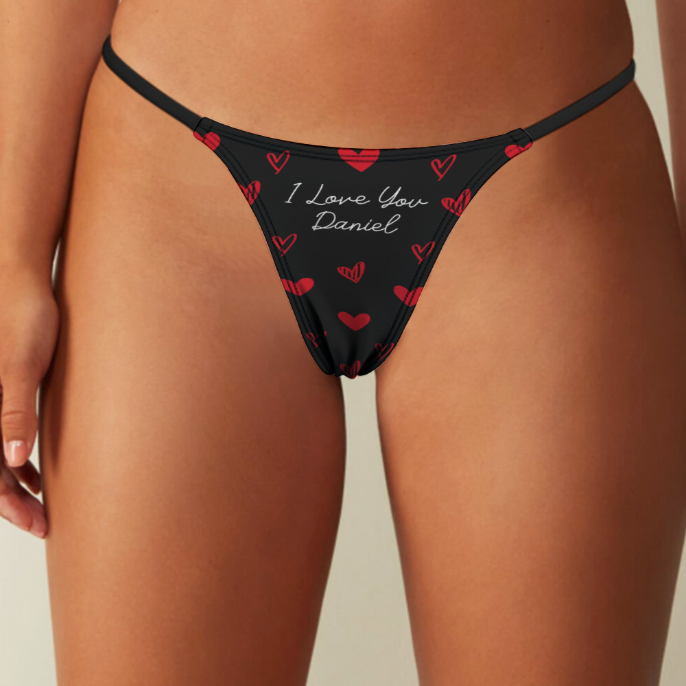 Custom Thongs Photo Panties Funny Underwear Briefs Pink Heart Thong Valentine Gift - MyFaceSocksAU