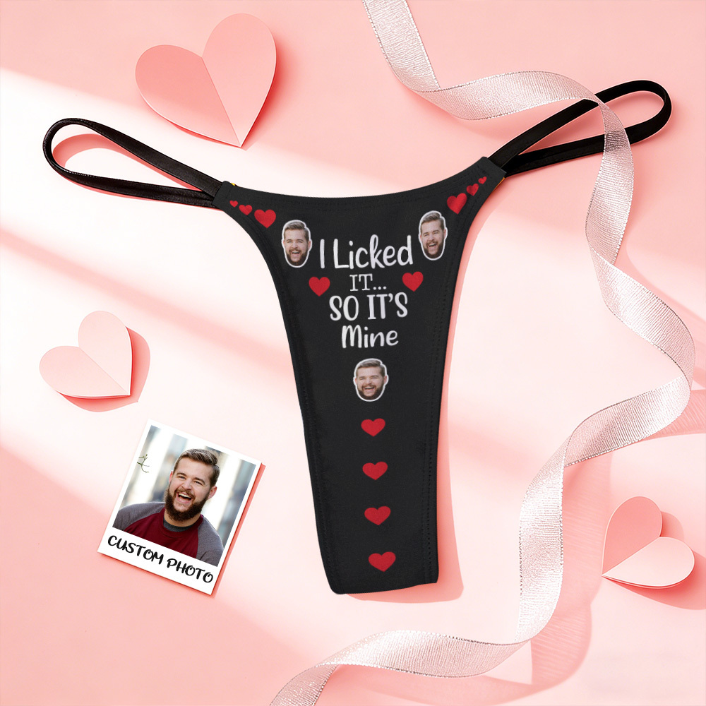 Custom Thongs Photo Panties Funny Underwear Briefs Pink Heart Thong Valentine Gift - MyFaceSocksAU
