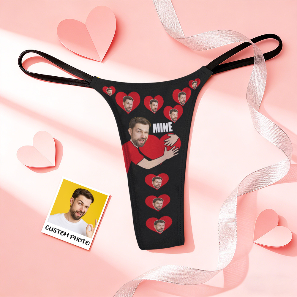 Custom Thongs Photo Panties Funny Underwear Briefs Pink Heart Thong Valentine Gift - MyFaceSocksAU