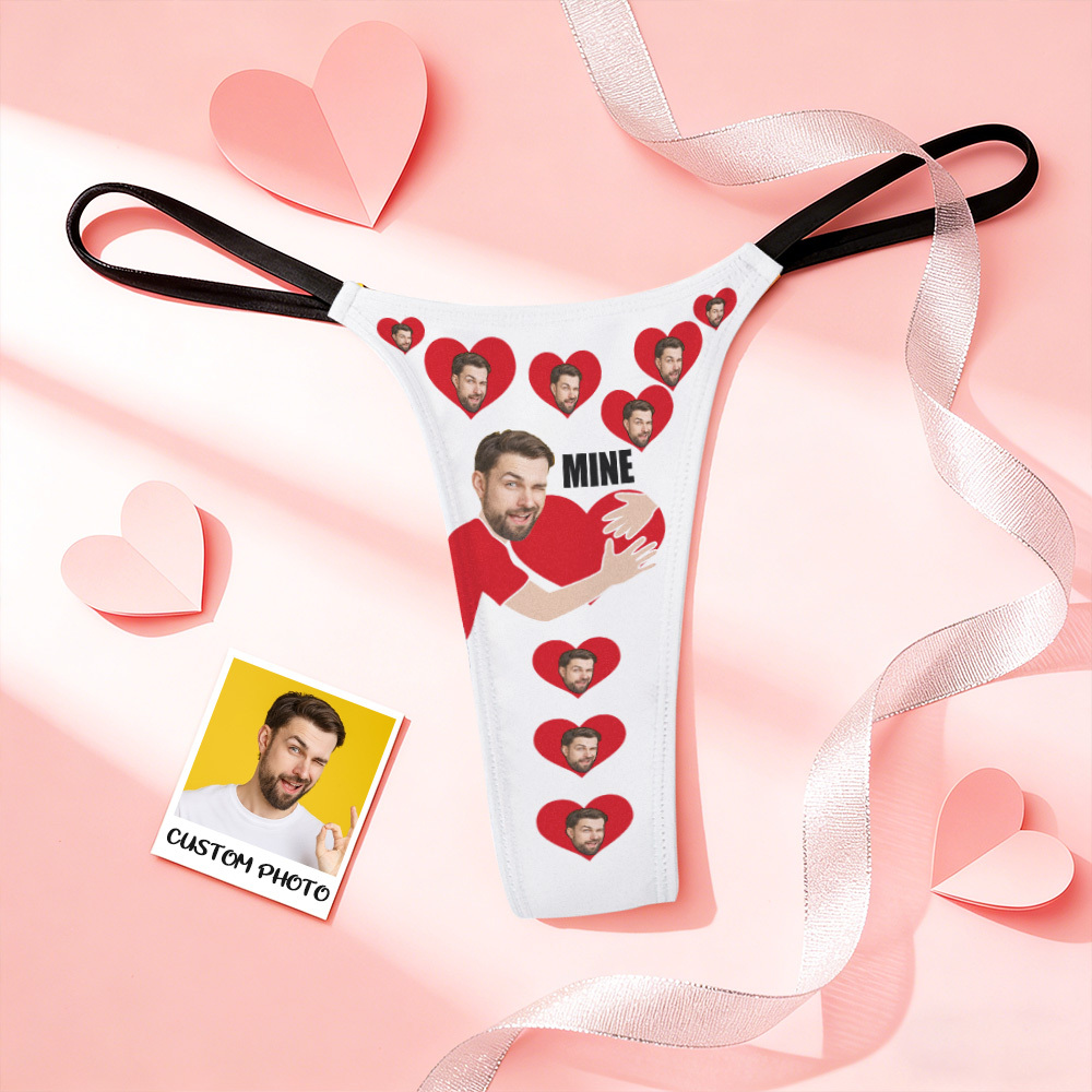 Custom Thongs Photo Panties Funny Underwear Briefs Pink Heart Thong Valentine Gift - MyFaceSocksAU