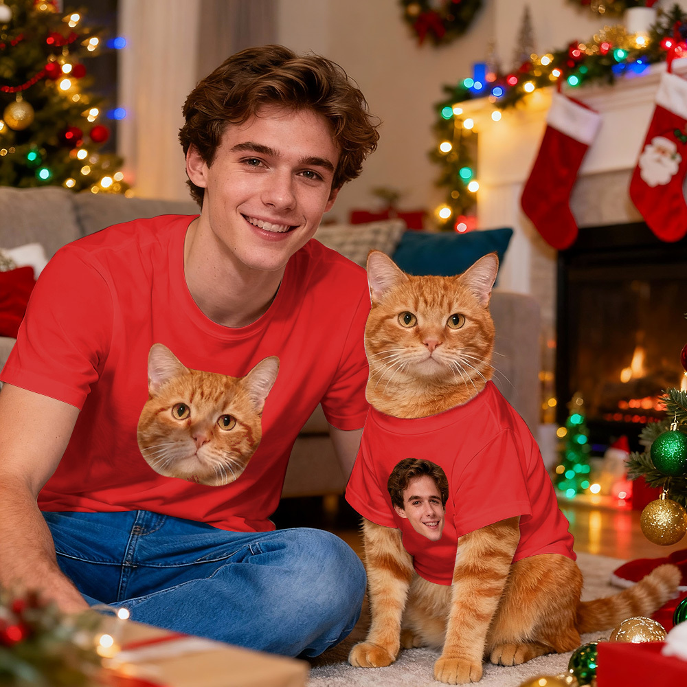 Custom Photo T-Shirt Set Dog and Owner Matching Shirts Personalized Pet Lover Gift - MyFaceSocksAU