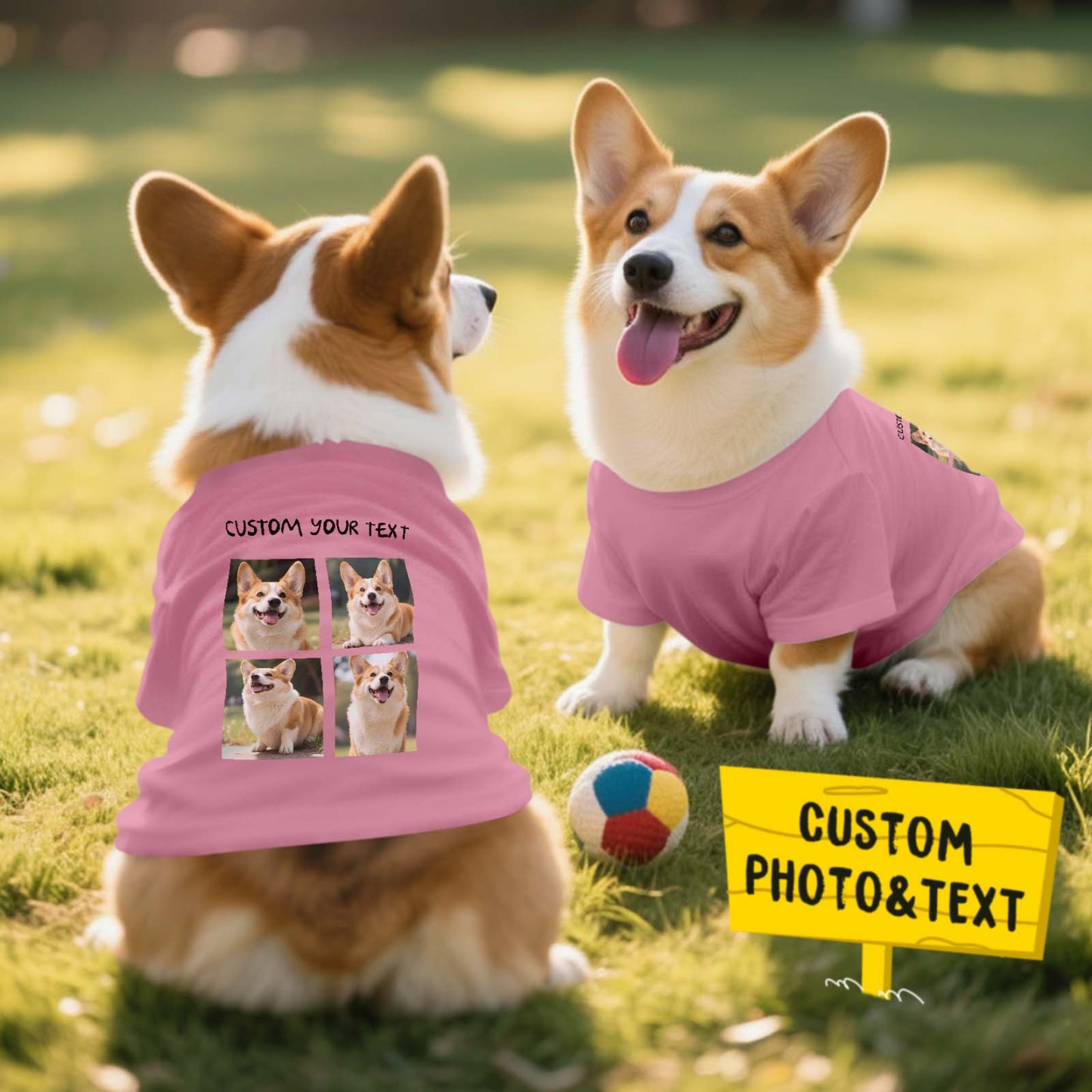 Personalized Photo and Text T-Shirt Dog Shirt Custom Pet Lover Shirt Gift - MyFaceSocksAU