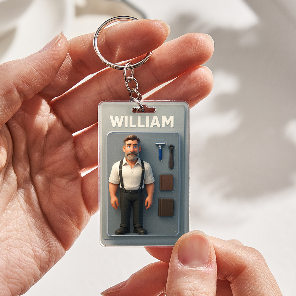 Fully Body Customizable Action Figure Pack Packaging Toy Box Style Art Gift Personalized 2D Printing Acrylic Keychain Gift for Him