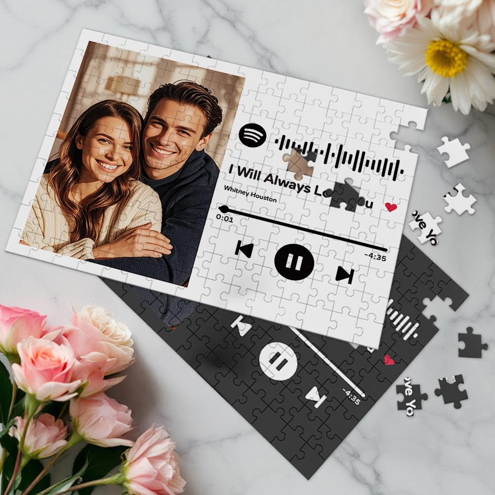 Personalized Puzzle Scannable Spotify Code Custom Picture  Piece Jigsaw Puzzle for Adults Kids Music Valentine Puzzle