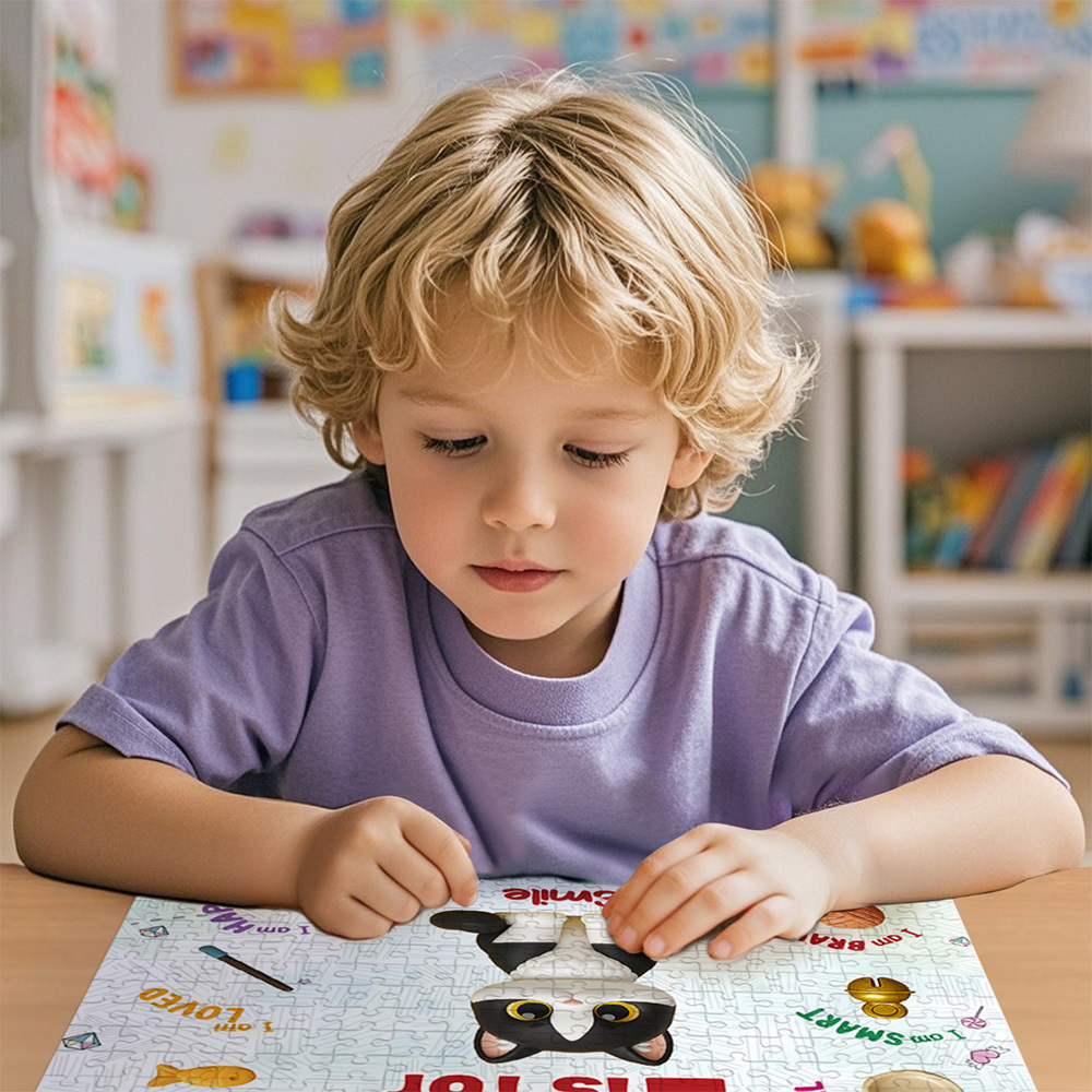 Custom Cartoon Puzzle with Names Jigsaw Puzzle Personalized Pet Cute Photo Trendy 2025 - MyFaceSocksAU