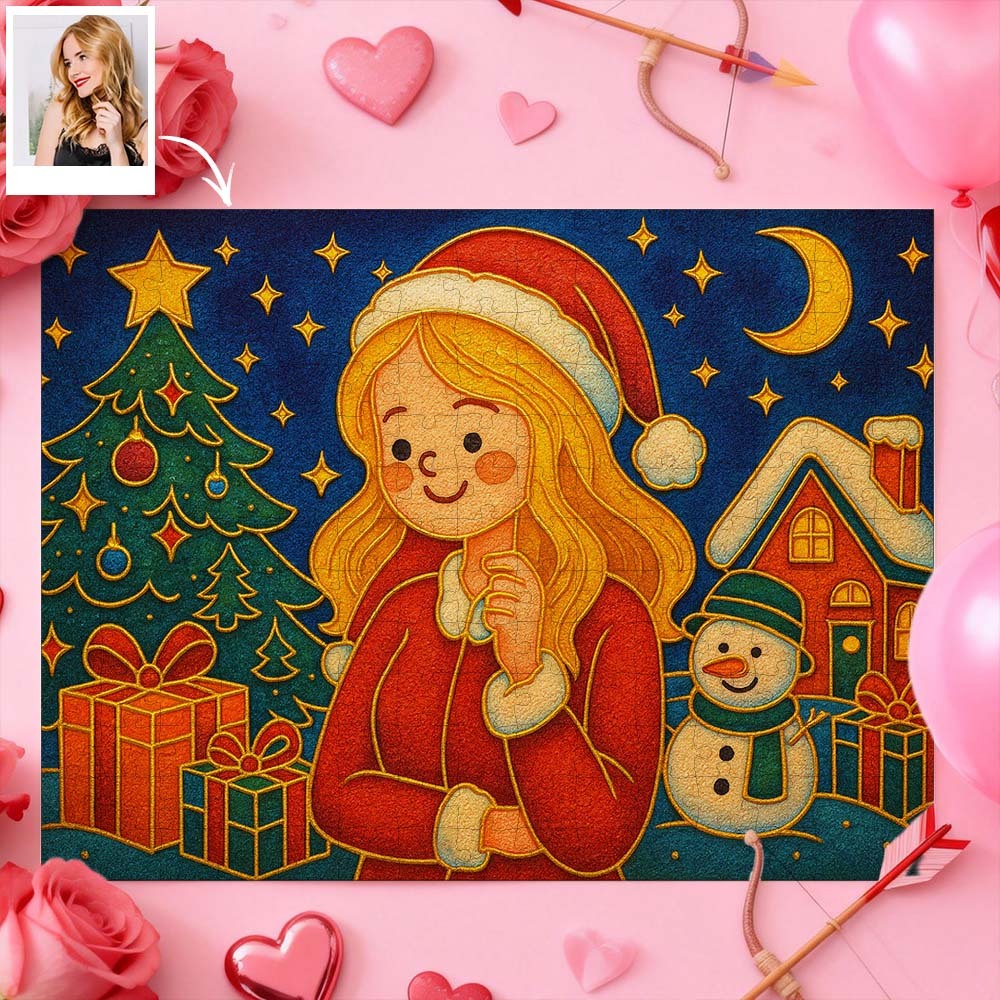 Jigsaw Puzzle Personalized Photo Valentine Gift For Couple Custom Cartoon Style Jigsaw Puzzle - MyFaceSocksAU