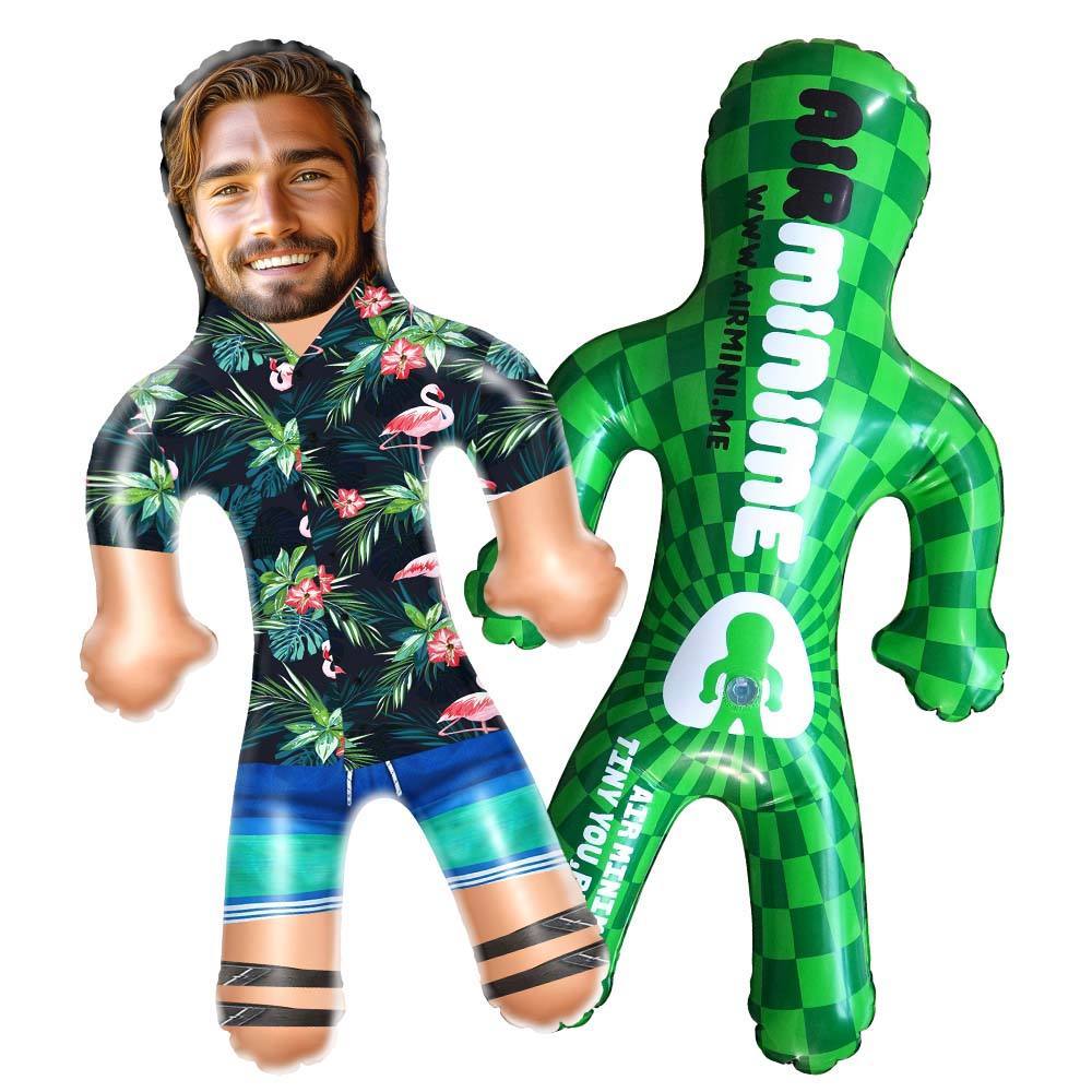 Personalized Blow Up Dolls Hawaiian Shirt Colorful Flamingo Funny Inflatable Man Printed Face for Party Favors - MyFaceSocksAU