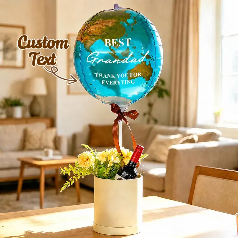 Best Dad In The Whole World Balloon Personalized Earth-Shaped Balloon Set Father's Day Gift for Dad or for Grandpa