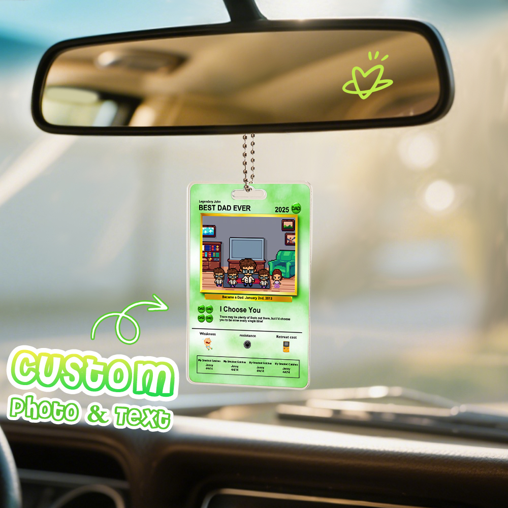 Custom Poke Car Ornament Fathers Day Gift Personalized Cartoon Photo Hanging Decoration for Car Rearview Mirror - MyFaceSocksAU
