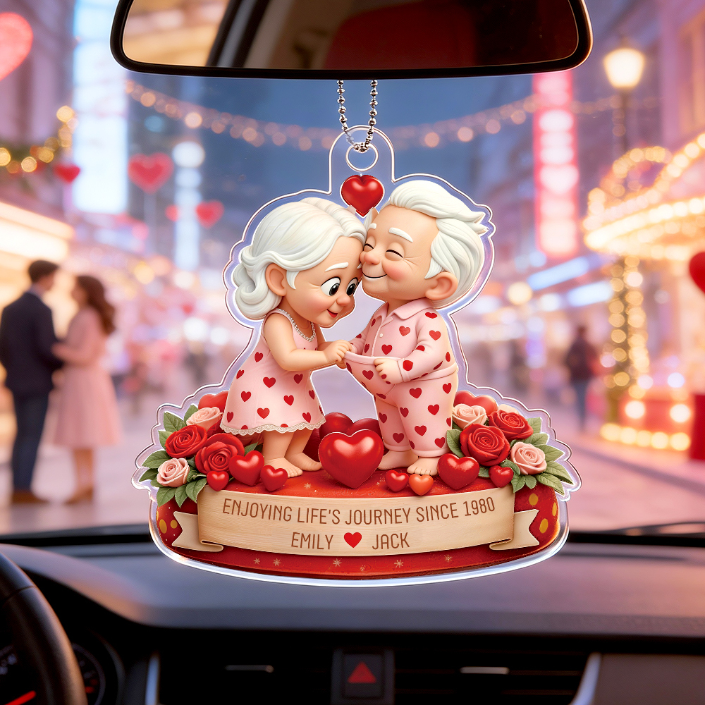Personalized Acrylic Car Hanger Valentine Gifts for Cute Moment Custom Photo Gift for Boyfriend & Girlfriend Family Lovers - MyFaceSocksAU