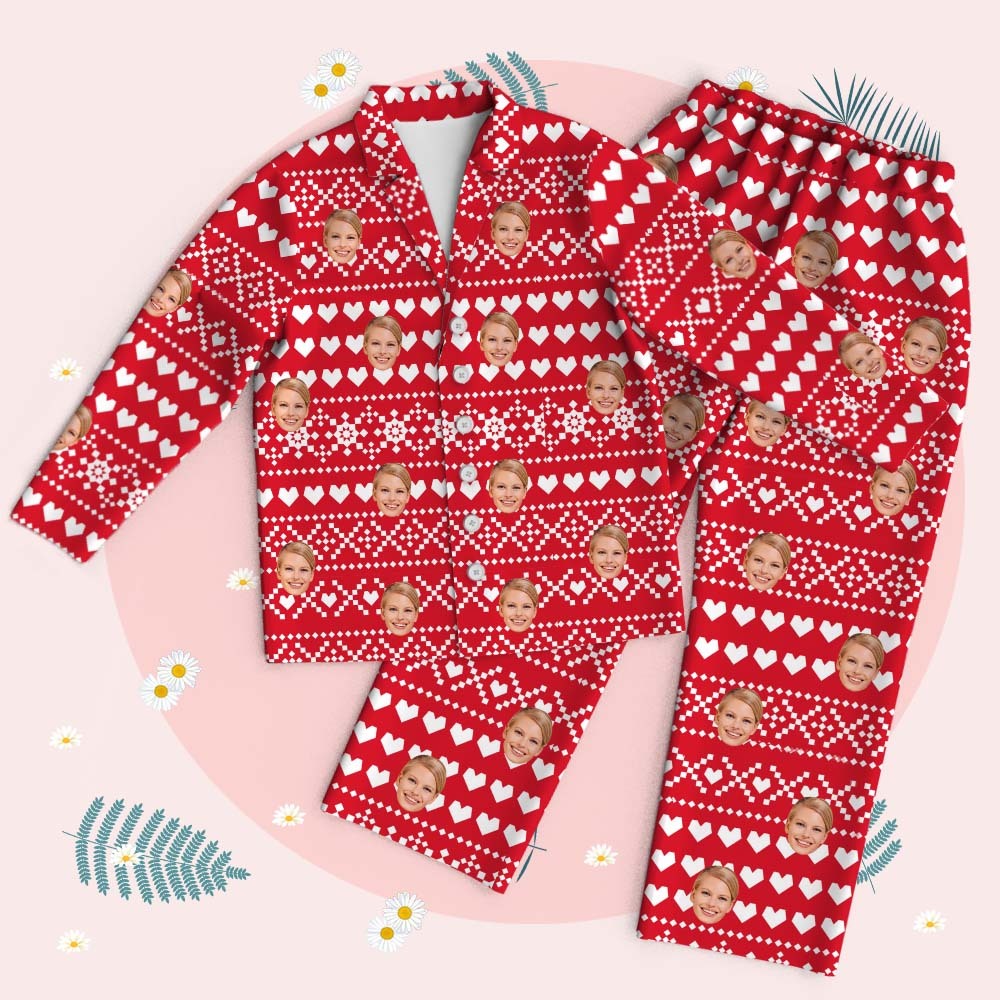 Personalized Pet Lover Face Long Sleeve Sleepwear Christmas Face Pajamas Personalized Photo Blue Santa Pajamas Gift - MyFaceSocksAU