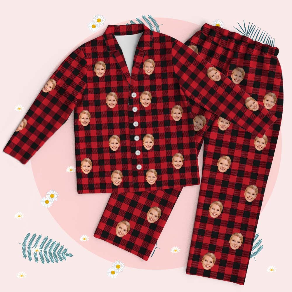 Personalized Pet Lover Face Long Sleeve Sleepwear Christmas Face Pajamas Personalized Photo Blue Santa Pajamas Gift - MyFaceSocksAU