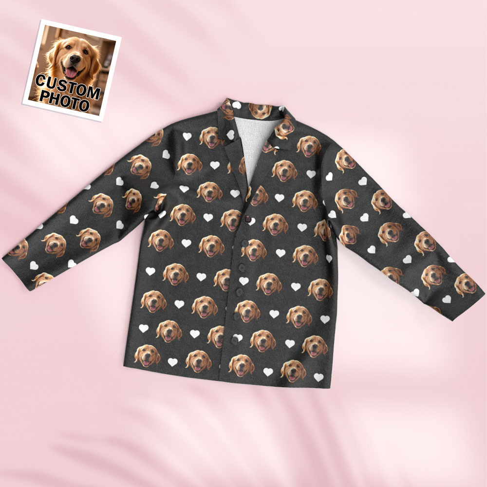 Custom Face Long Sleeve Pajamas Sleepwear Set Personalized Photo Heart Pajamas - MyFaceSocksAU