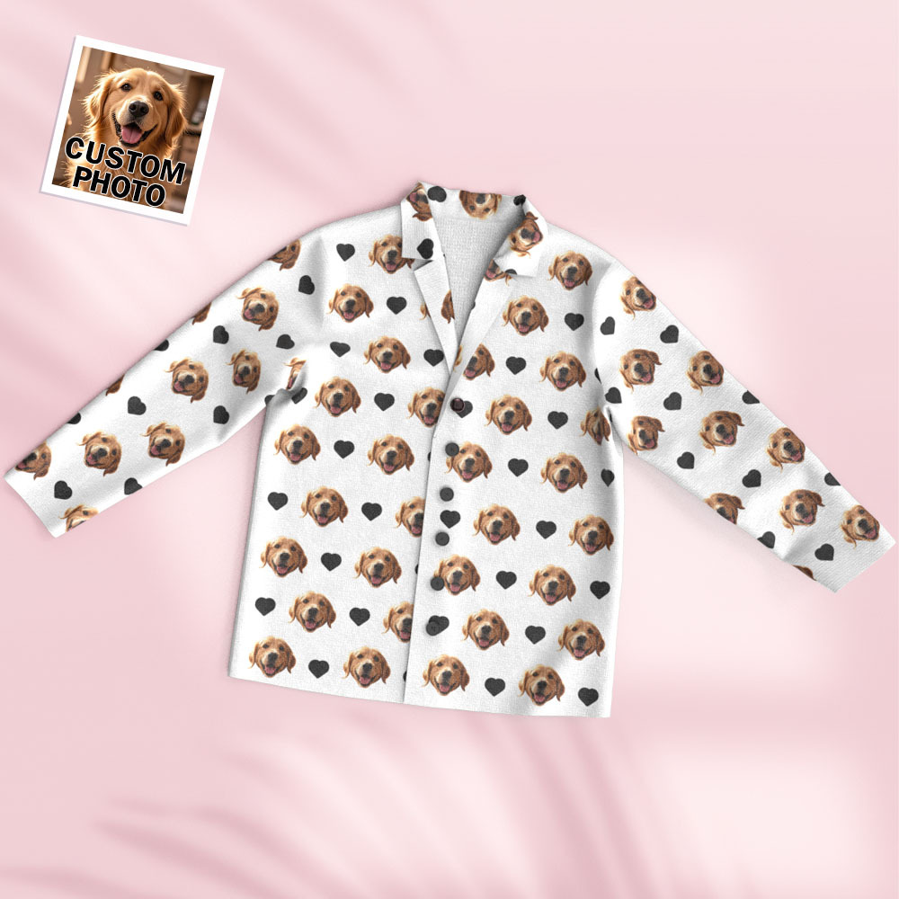 Custom Face Long Sleeve Pajamas Sleepwear Set Personalized Photo Heart Pajamas - MyFaceSocksAU