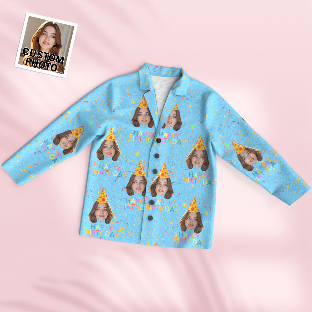 Custom Face Long Sleeve Pajamas Sleepwear Set Personalized Photo Happy Birthday Pajamas - MyFaceSocksAU