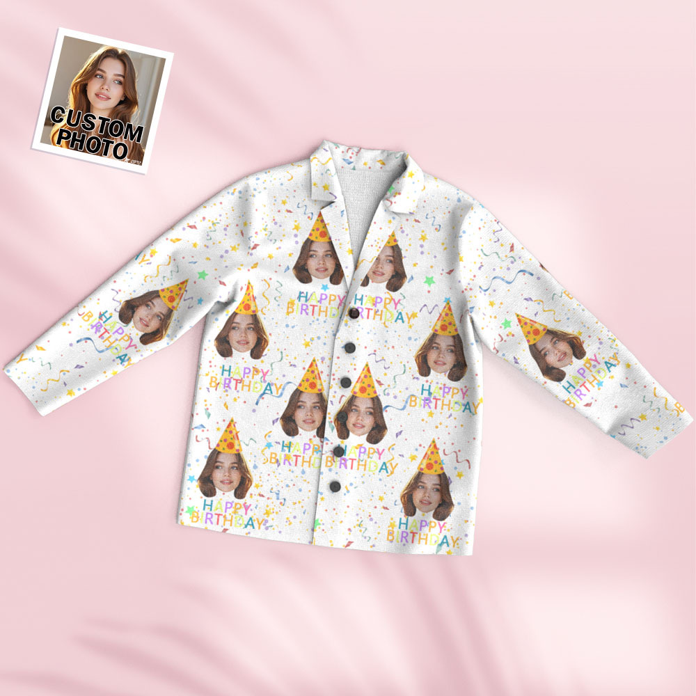 Custom Face Long Sleeve Pajamas Sleepwear Set Personalized Photo Happy Birthday Pajamas - MyFaceSocksAU