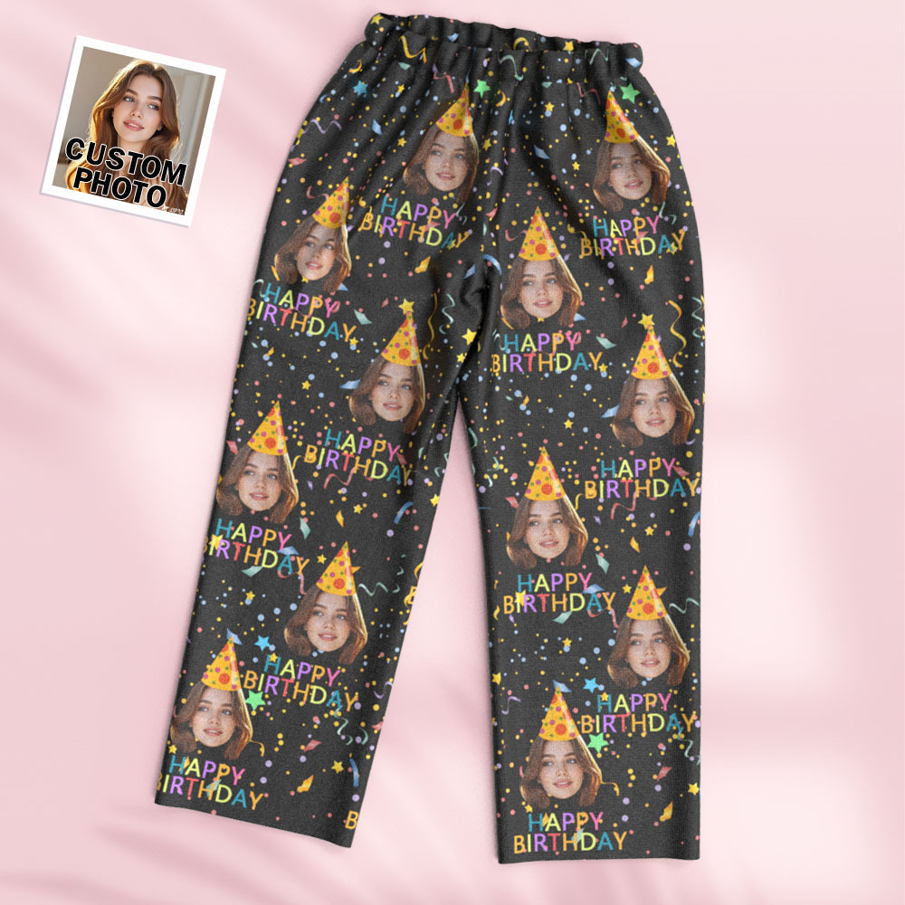 Custom Face Long Sleeve Pajamas Sleepwear Set Personalized Photo Happy Birthday Pajamas - MyFaceSocksAU
