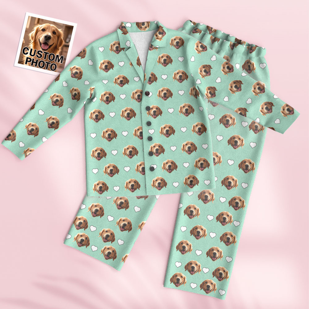 Custom Face Long Sleeve Pajamas Sleepwear Set Personalized Photo Heart Pajamas - MyFaceSocksAU
