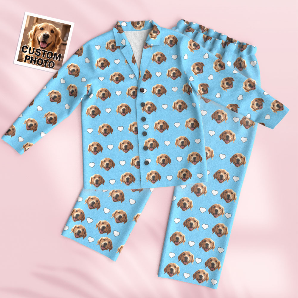 Custom Face Long Sleeve Pajamas Sleepwear Set Personalized Photo Heart Pajamas - MyFaceSocksAU
