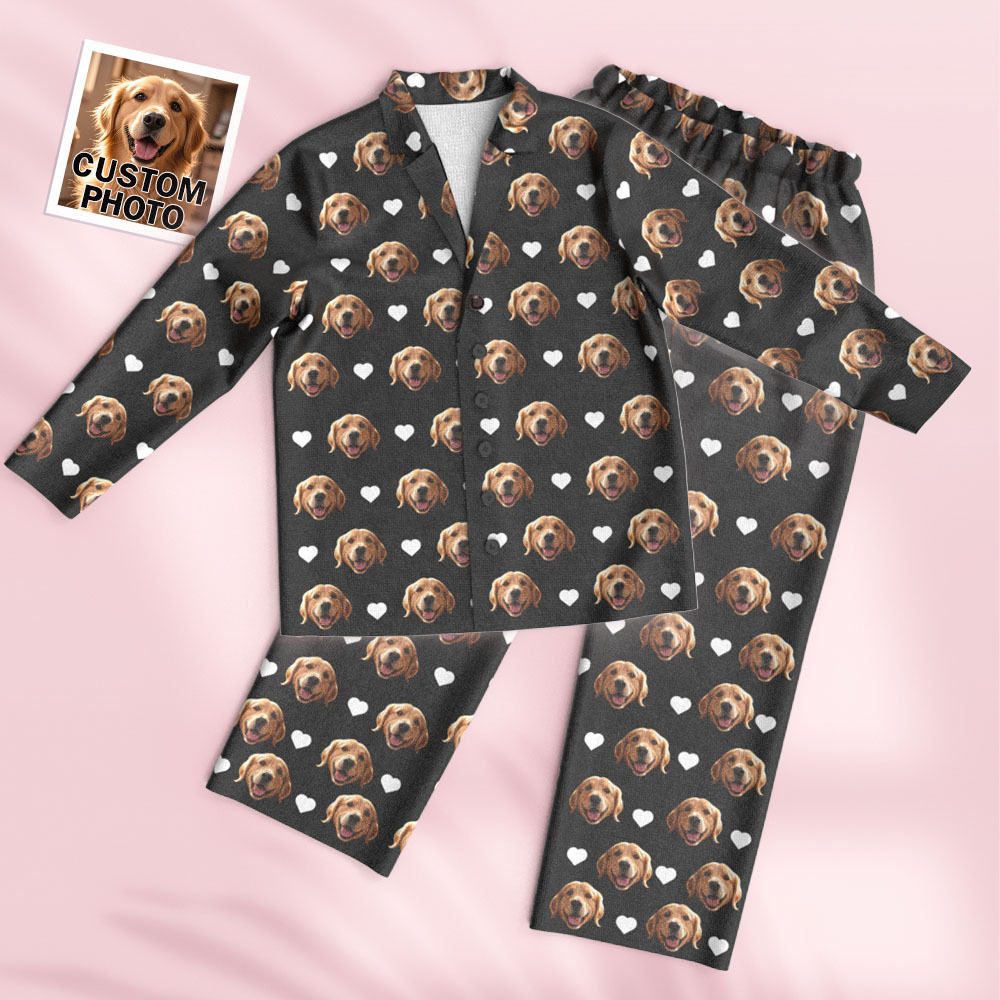 Custom Face Long Sleeve Pajamas Sleepwear Set Personalized Photo Heart Pajamas - MyFaceSocksAU