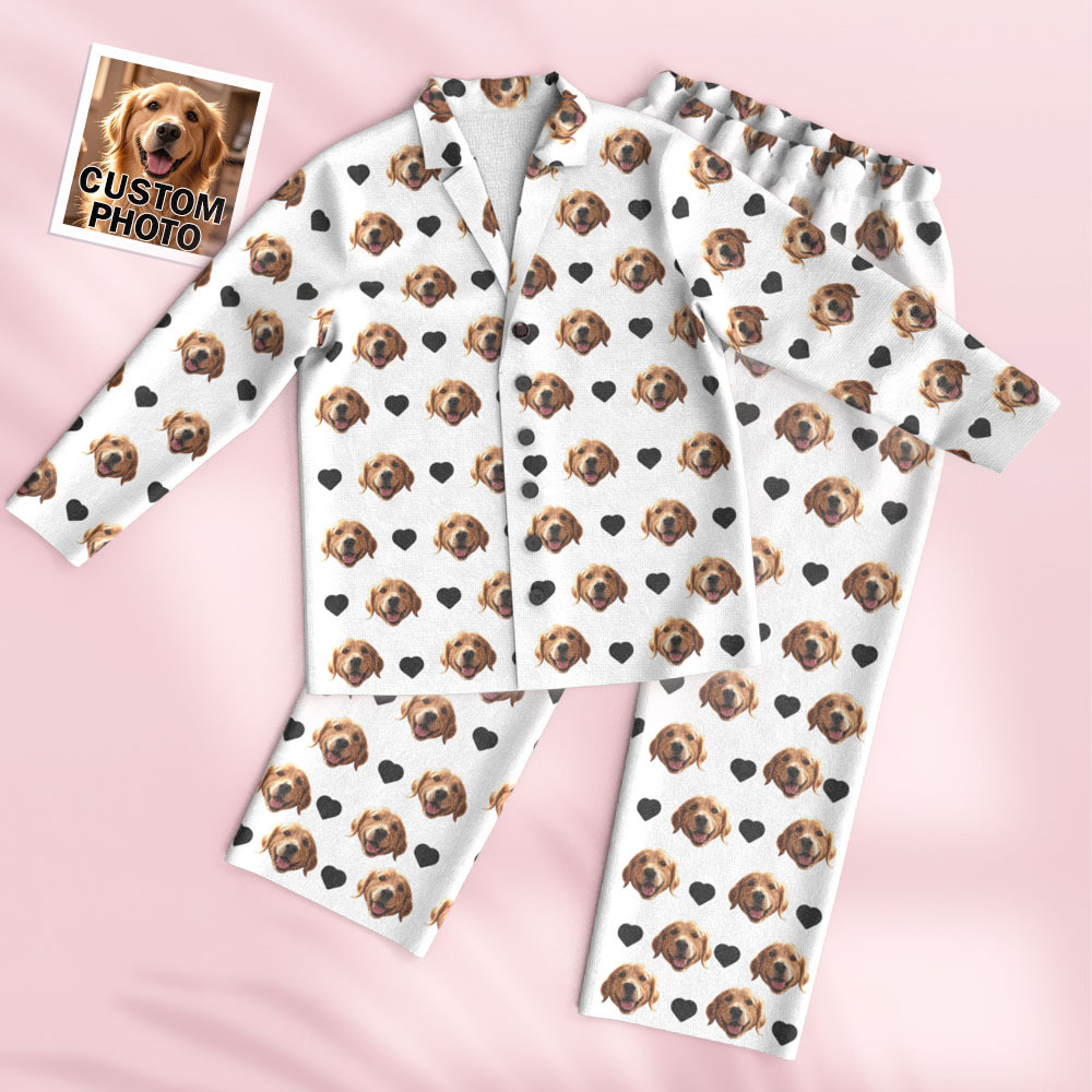 Custom Face Long Sleeve Pajamas Sleepwear Set Personalized Photo Heart Pajamas - MyFaceSocksAU