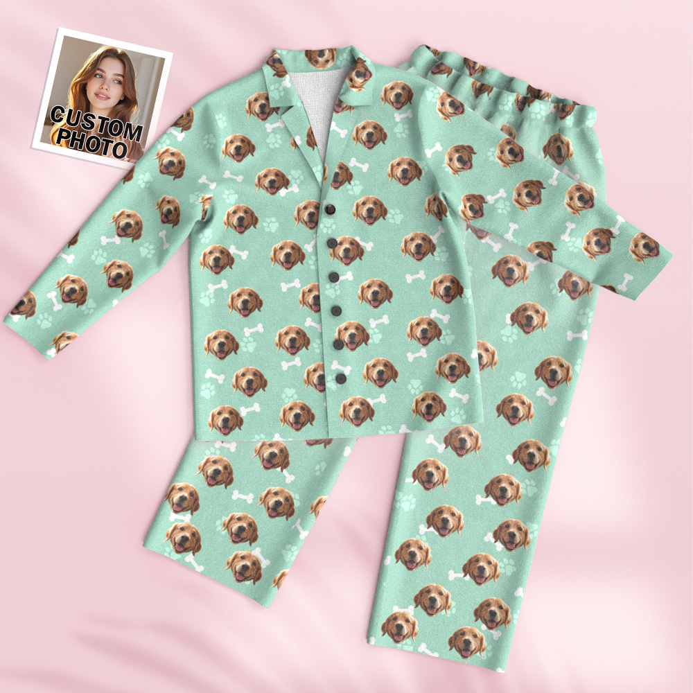 Custom Face Long Sleeve Pajamas Sleepwear Set Personalized Photo Bone Pajamas - MyFaceSocksAU