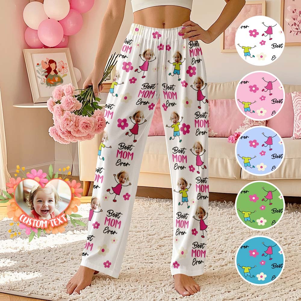 Personalized Best Mom Ever Pajama Pants Custom Kid Face Pajama Pants Mother’s Day GiftBirthday Gift  Lovely Gift