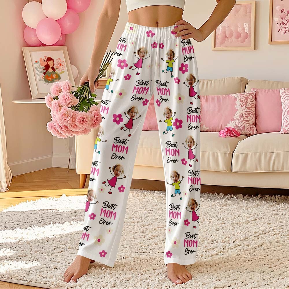 Personalized Best Mom Ever Pajama Pants Custom Kid Face Pajama Pants Mother’s Day GiftBirthday Gift  Lovely Gift