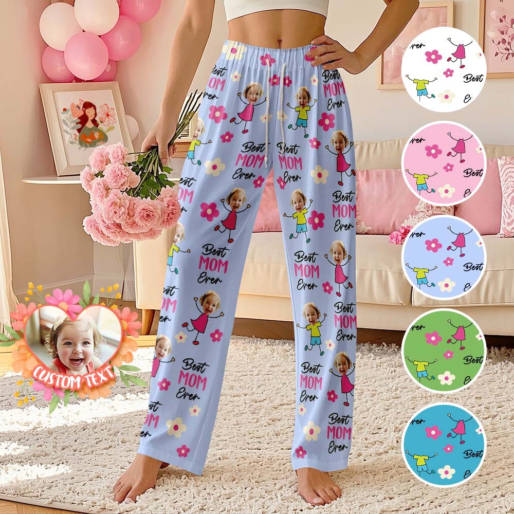 Personalized Best Mom Ever Pajama Pants Custom Kid Face Pajama Pants Mother’s Day GiftBirthday Gift  Lovely Gift