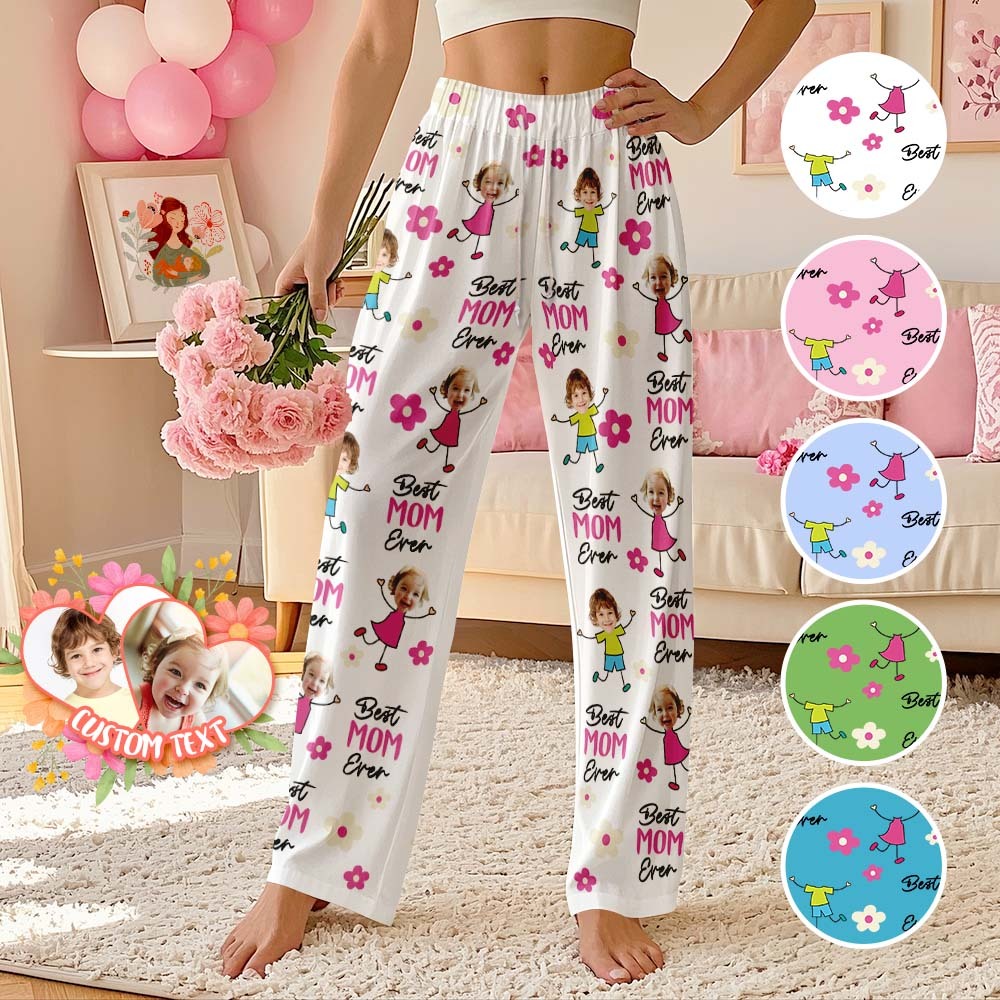 Personalized Best Mom Ever Pajama Pants Custom Kid Face Pajama Pants Mother’s Day GiftBirthday Gift  Lovely Gift