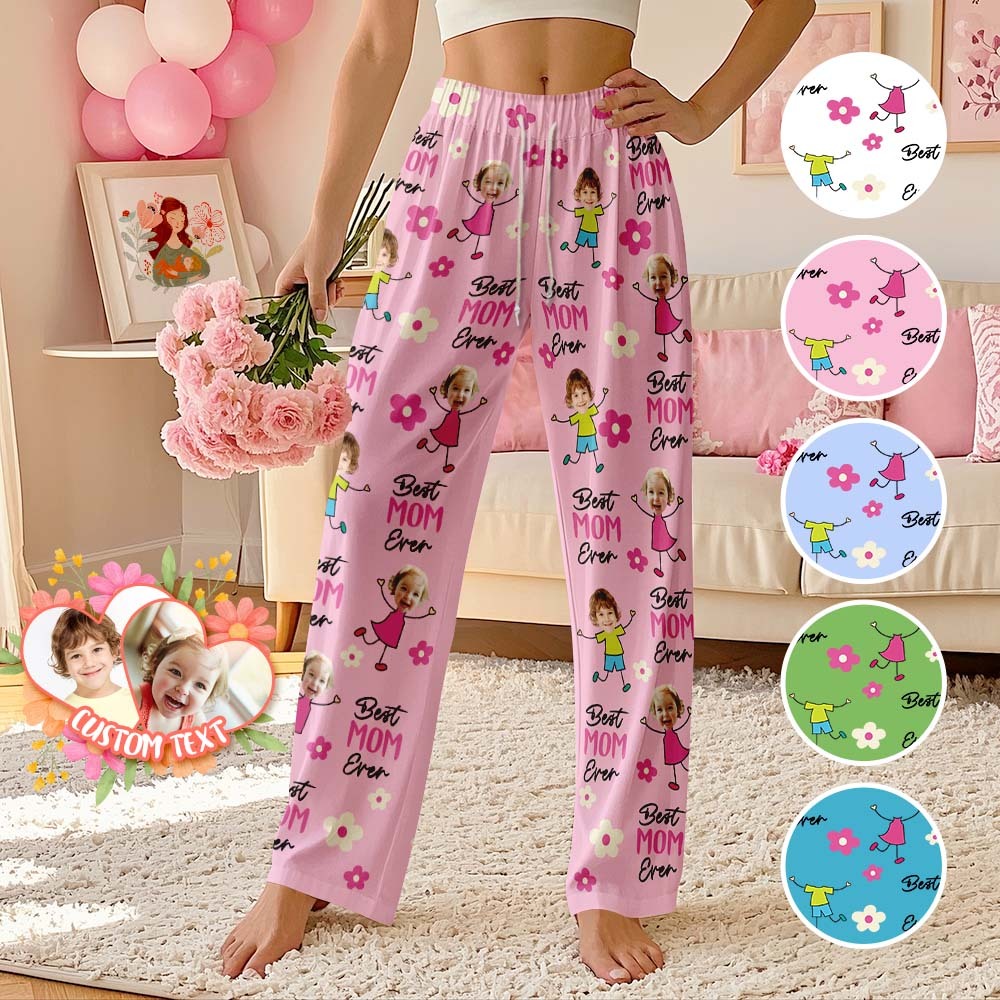 Personalized Best Mom Ever Pajama Pants Custom Kid Face Pajama Pants Mother’s Day GiftBirthday Gift  Lovely Gift