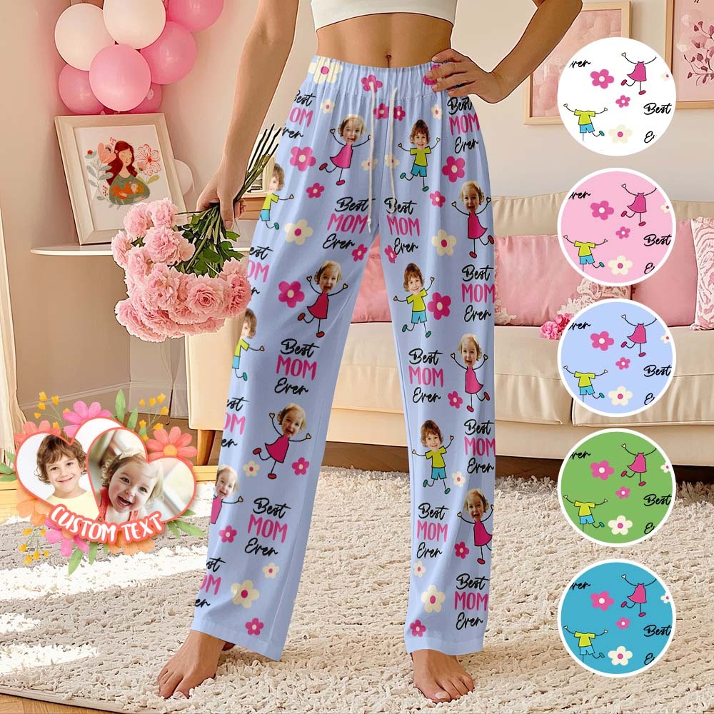 Personalized Best Mom Ever Pajama Pants Custom Kid Face Pajama Pants Mother’s Day GiftBirthday Gift  Lovely Gift