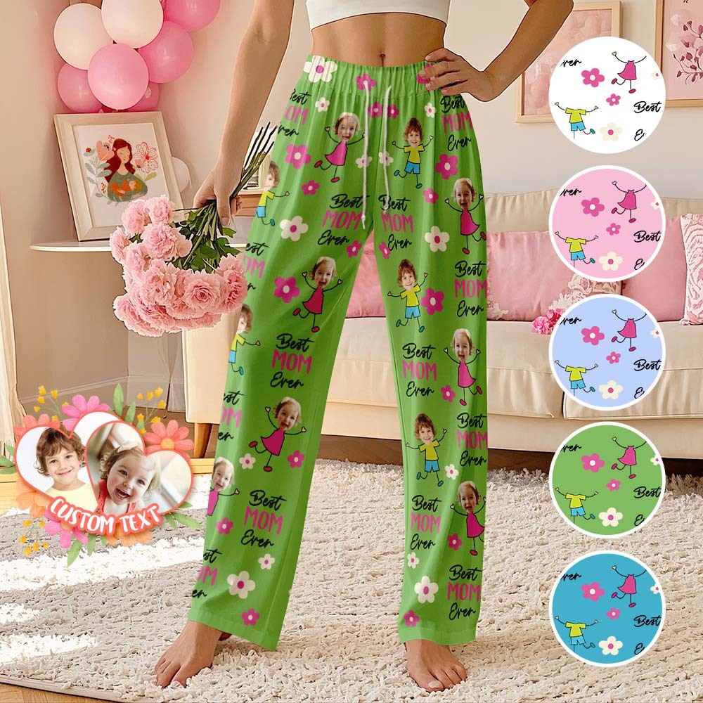 Personalized Best Mom Ever Pajama Pants Custom Kid Face Pajama Pants Mother’s Day GiftBirthday Gift  Lovely Gift