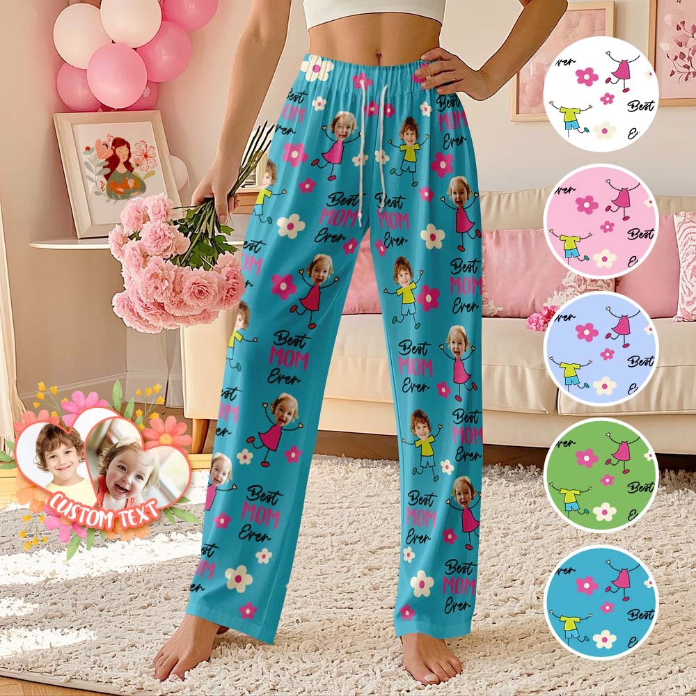 Personalized Best Mom Ever Pajama Pants Custom Kid Face Pajama Pants Mother’s Day GiftBirthday Gift  Lovely Gift