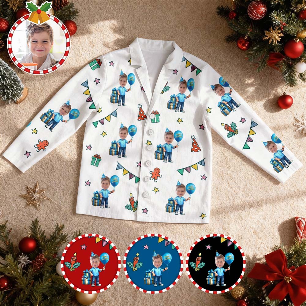 Custom Birthday Face Long Sleeve Pajamas Face Pajamas with Face Personalized Photo Pajamas Gift - MyFaceSocksAU