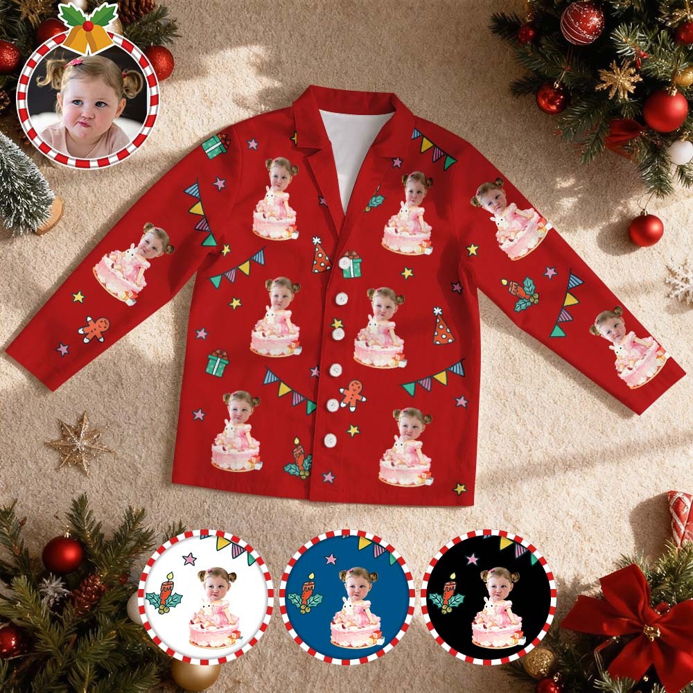 Custom Birthday Face Long Sleeve Pajamas with Baby Face Personalized Photo Pajamas Gift Christmas - MyFaceSocksAU