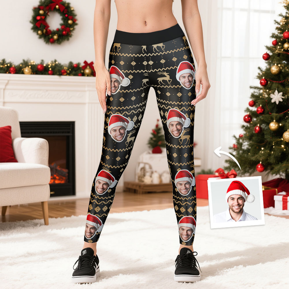 Custom Face Leggings Christmas Colorful Hearts Face Leggings Yoga Pants Christmas Gift - MyFaceSocksAU