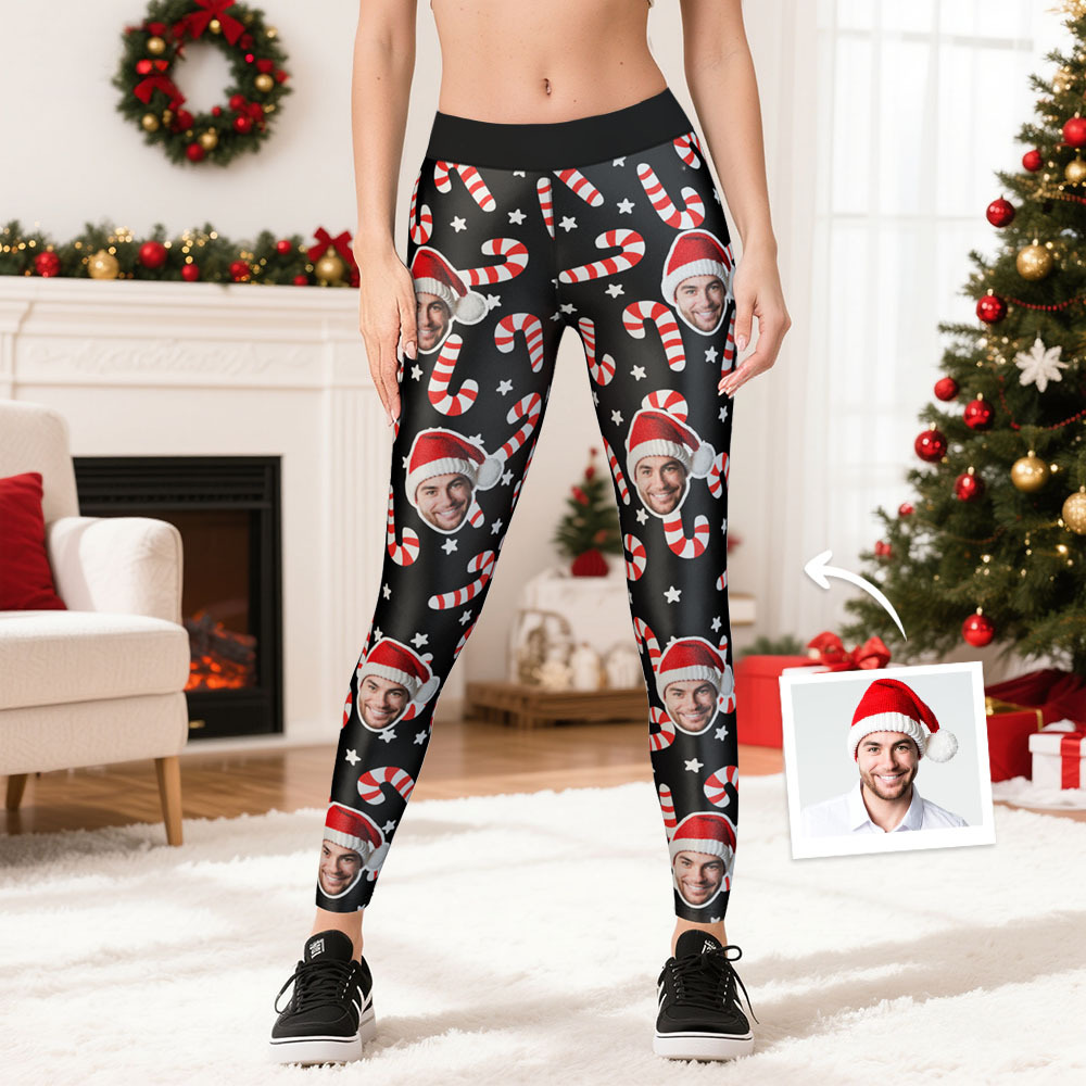 Custom Face Leggings Hearts Face Leggings Yoga Pants Christmas Gift For Her - MyFaceSocksAU