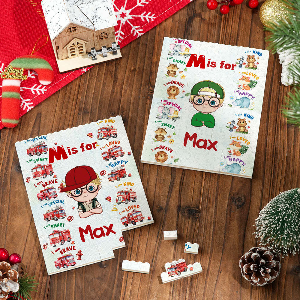 Custom Cartoon Character Christmas Square Building Block Creative Christmas Gift for Kids - MyFaceSocksAU