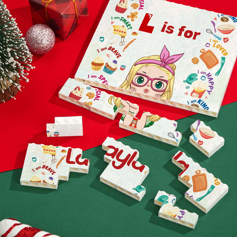 Custom Cartoon Character Christmas Square Building Block Creative Christmas Gift for Kids - MyFaceSocksAU