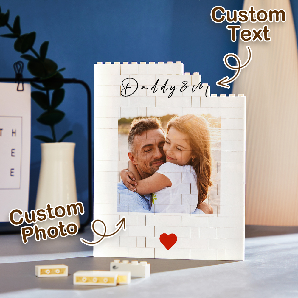 Custom Building Block Puzzle Vertical Daddy & Me Building Photo Brick for Dad Happy Father's Day Present