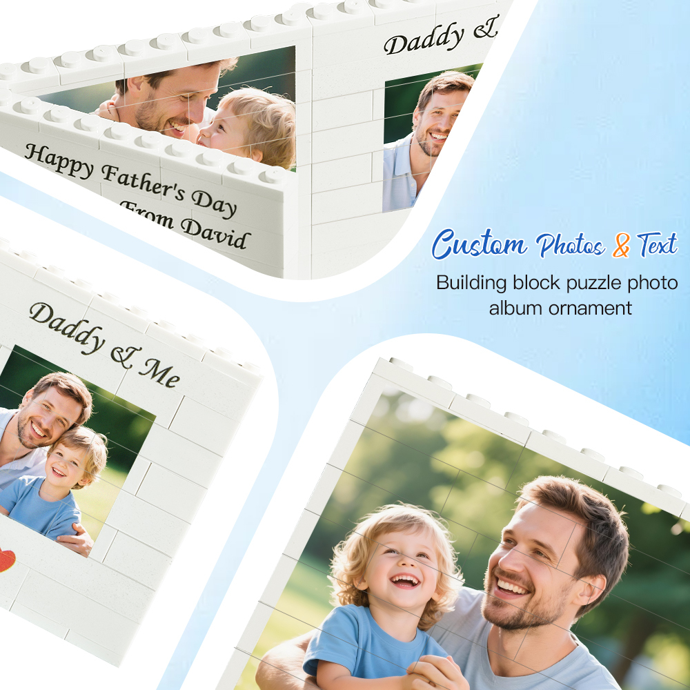 Personalised Fold-Out Daddy & Me Brick Photo Block Gift Mini Photo Album Keepsake Gift for Dad, Puzzle, Him, Dad, Fathers Day, Grandad - MyFaceSocksAU