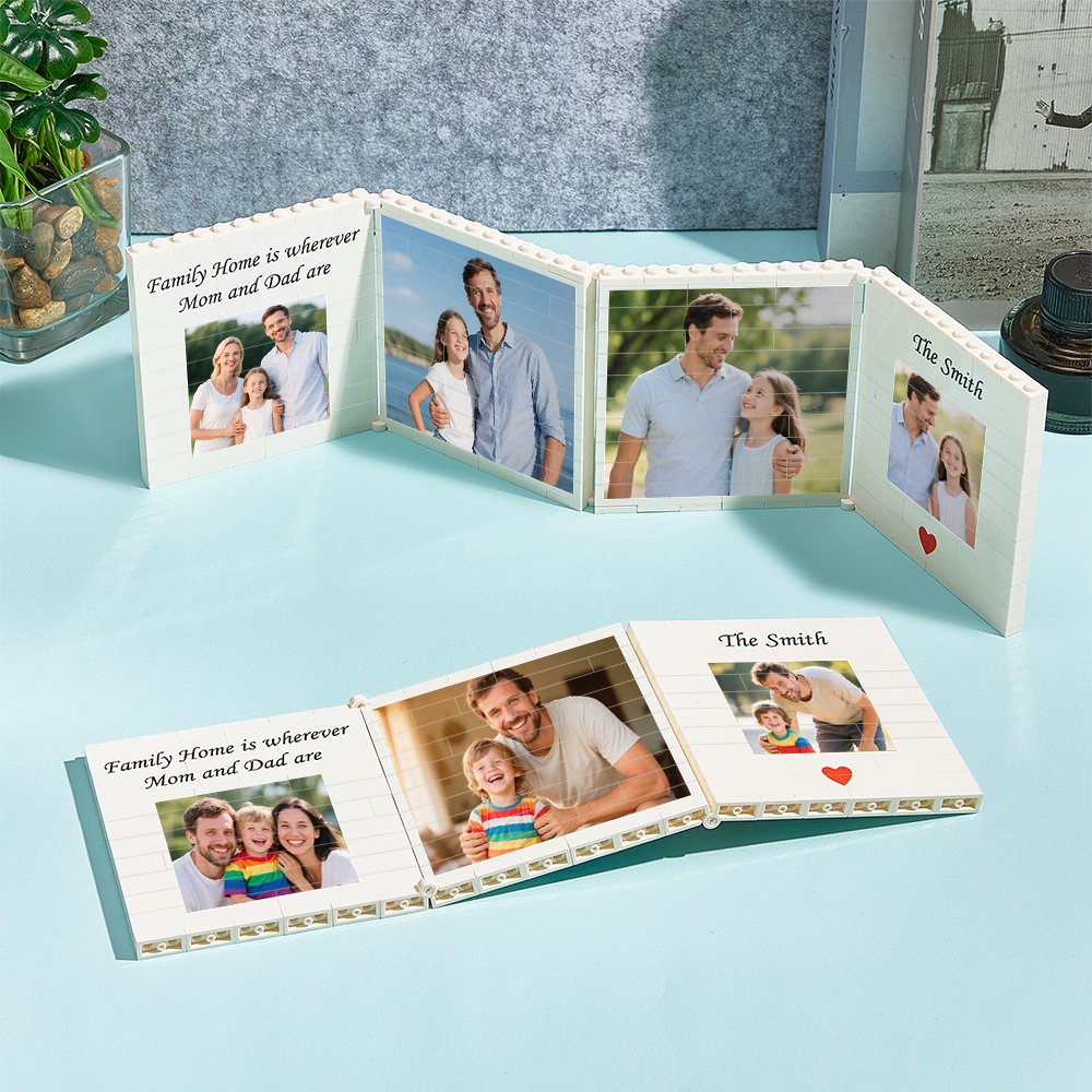 Personalised Fold-Out Daddy & Me Brick Photo Block Gift Mini Photo Album Keepsake Gift for Dad, Puzzle, Him, Dad, Fathers Day, Grandad - MyFaceSocksAU