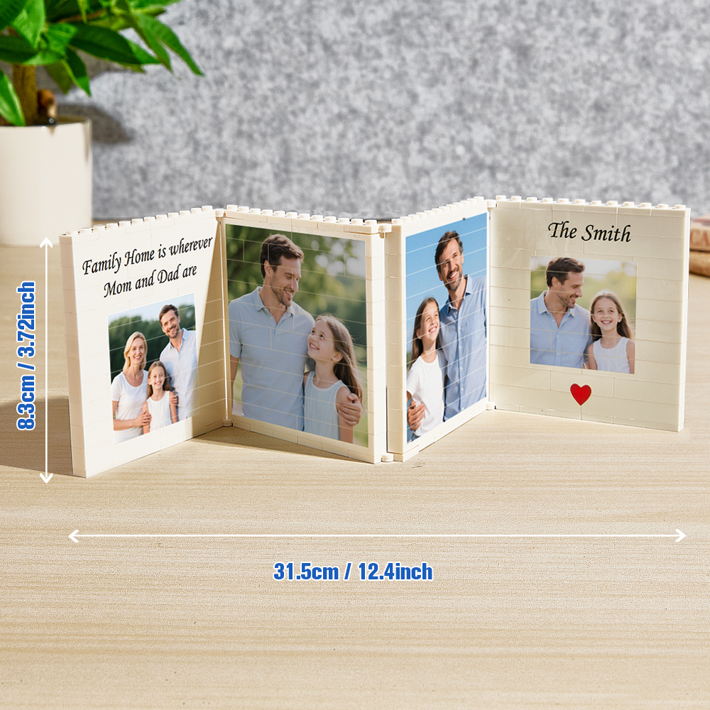 Personalised Fold-Out Daddy & Me Brick Photo Block Gift Mini Photo Album Keepsake Gift for Dad, Puzzle, Him, Dad, Fathers Day, Grandad - MyFaceSocksAU