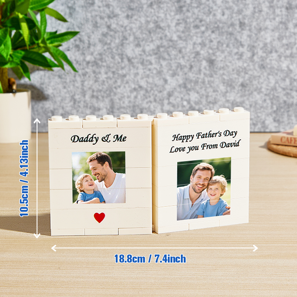 Personalised Fold-Out Daddy & Me Brick Photo Block Gift Mini Photo Album Keepsake Gift for Dad, Puzzle, Him, Dad, Fathers Day, Grandad - MyFaceSocksAU