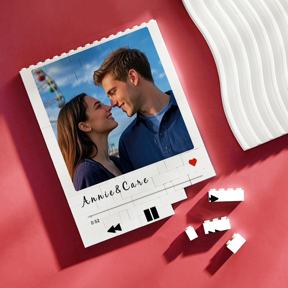 Custom Four Photo & Text Building Block Puzzle Custom Couple Building Bricks with Names  Valentines Day Gift for Him or Her - MyFaceSocksAU
