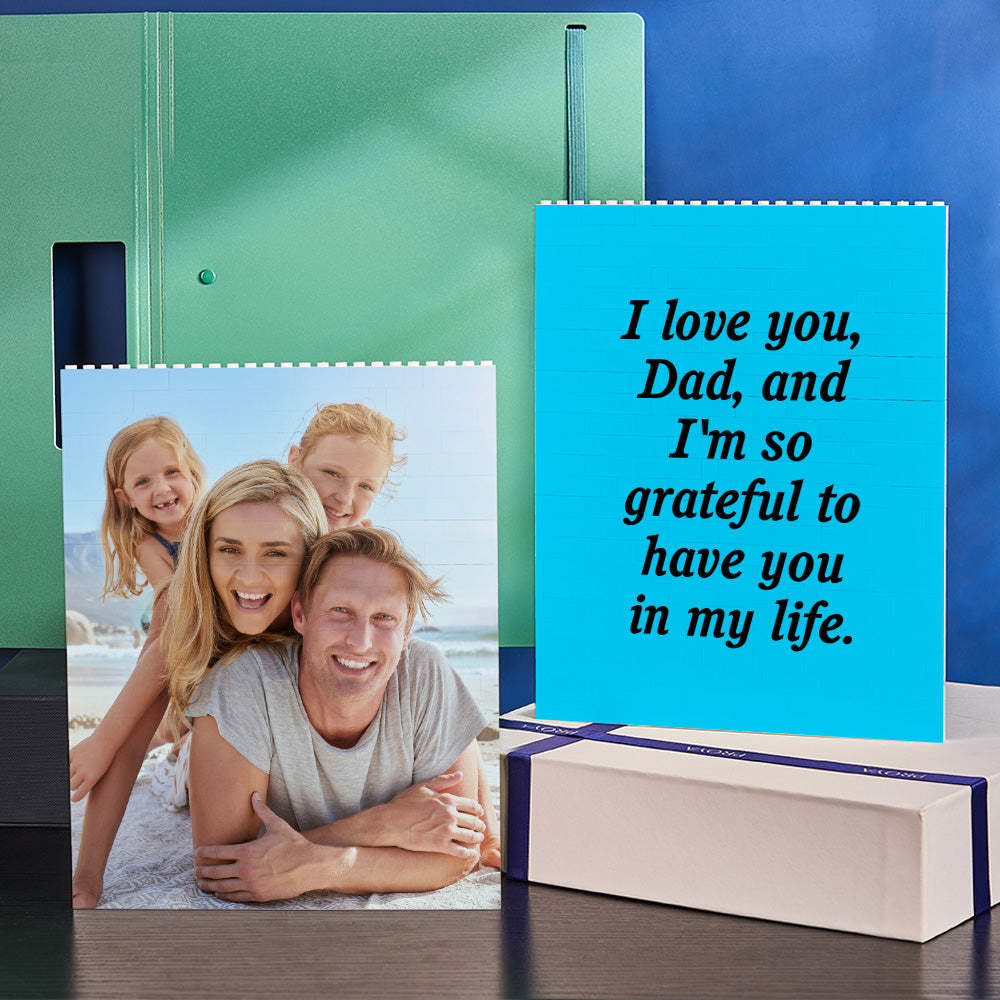 Personalized Building Block Puzzle Vertical Building Photo Brick Custom Single Sided Photo Frame Father's Day Gift - MyFaceSocksAU