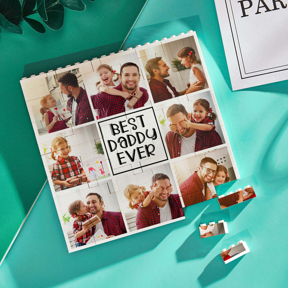 Custom Building Block Puzzle Square Photo Brick Best Daddy Ever Father's Day Gift - MyFaceSocksAU